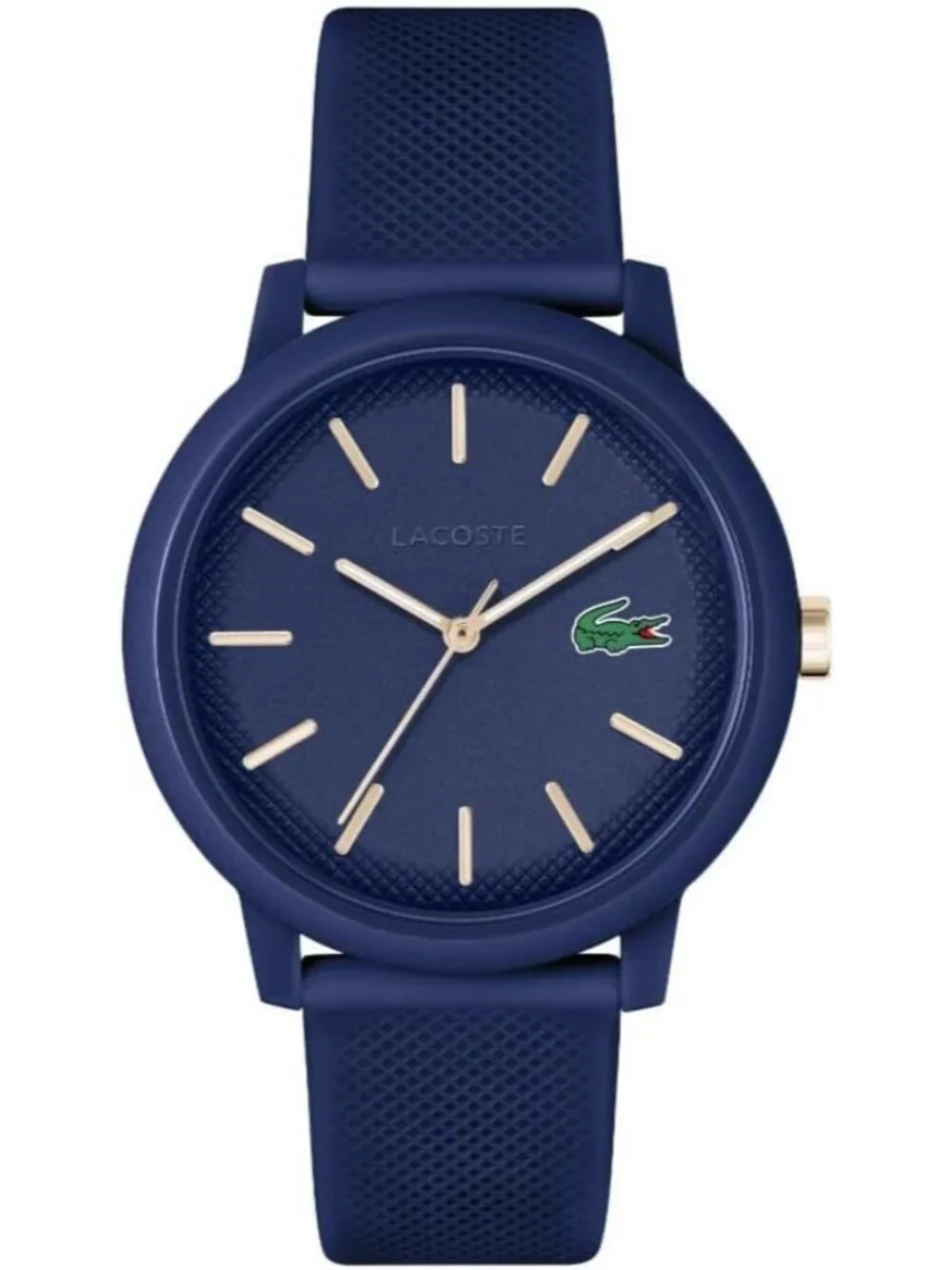 Mens Blue Silver Rubber Strap Analog Quartz TR90 Case Premium Sporty Round Watch